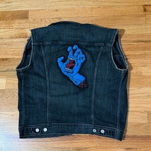 Levi’s X Santa Cruz Screaming Hand Jim Phillips black Denim cutoff Vest Med